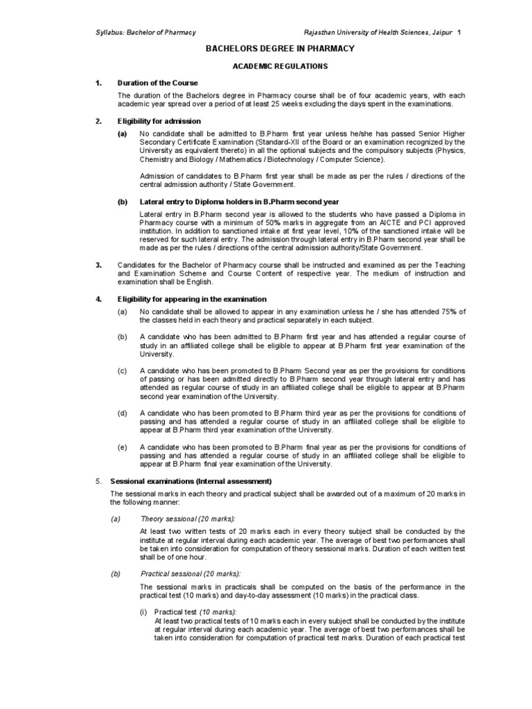 B.Pharm Syllabus Overview - RUHS | PDF | Metabolism | Proteins