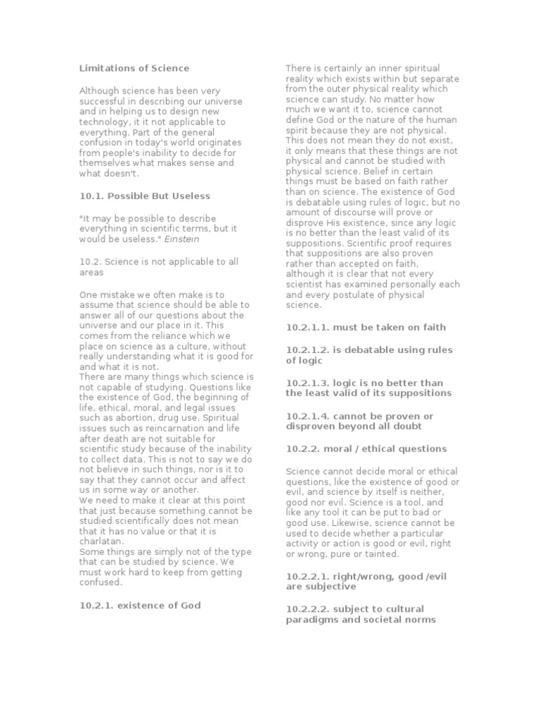 Understanding Science's Limitations | PDF | Scientific Method | Science