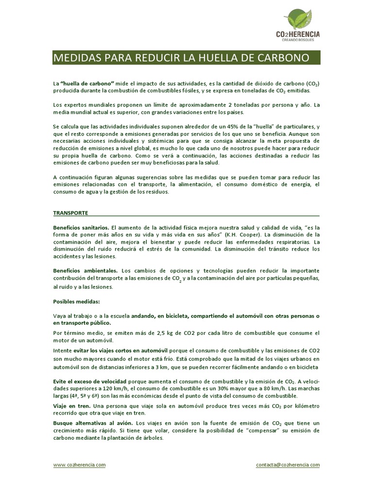 Medidas para Reducir la Huella de Carbono | PDF | Reciclaje | Residuos