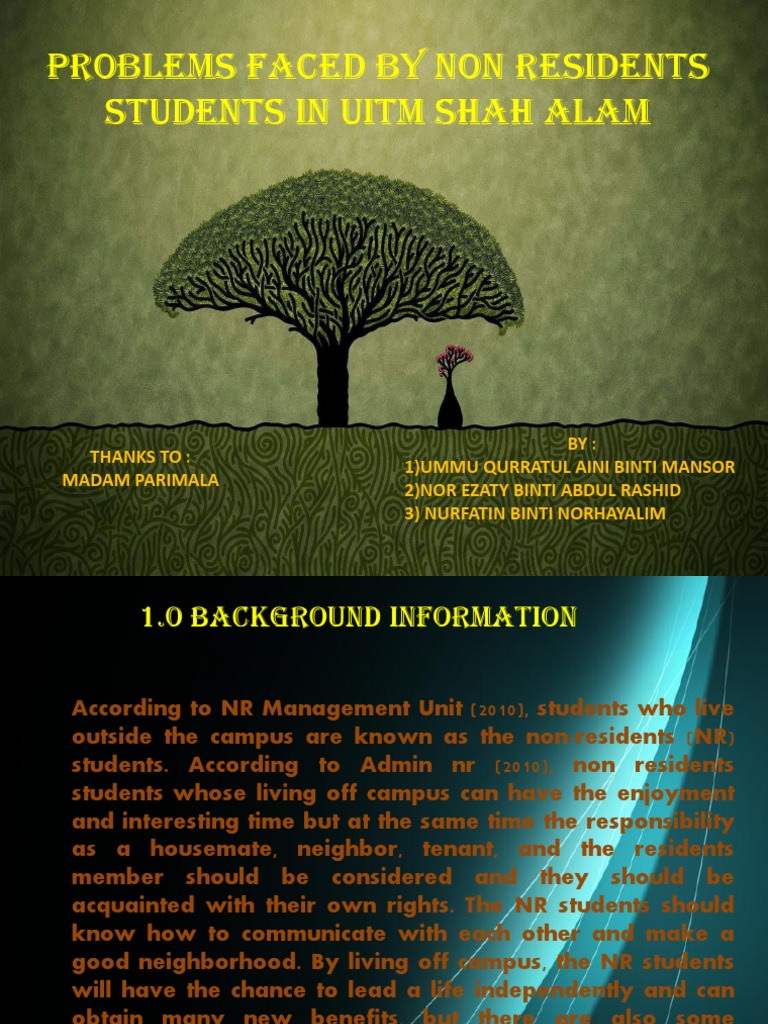 Problems Faced by Non Residents Students in Uitm Shah Alam | PDF ...