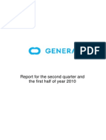 Genera Group Reports Strong First Half 2010 Results
