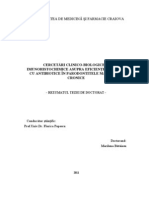 Cercetări Clinico-Biologice Şi Imunohistochimice Asupra Eficienţei Terapiei Cu Antibiotice În Parodontitele Marginale Cronice