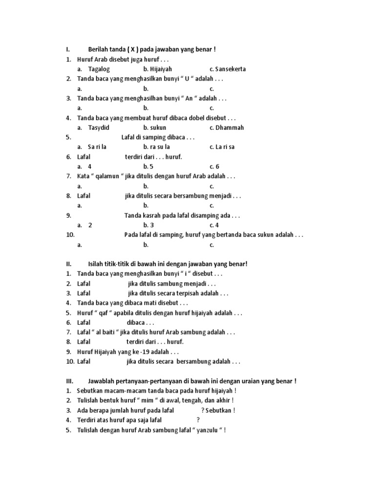 Soal Uas I Btq Kls 2