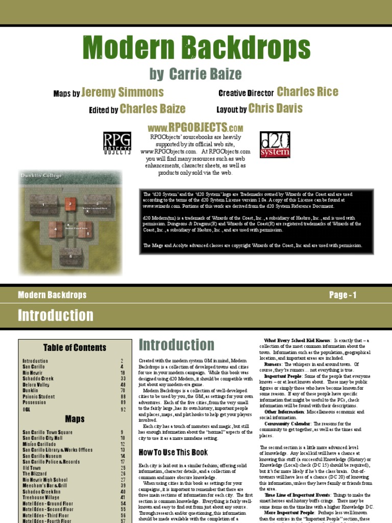 Modern Back Drops | PDF | D20 System | Derivative Work