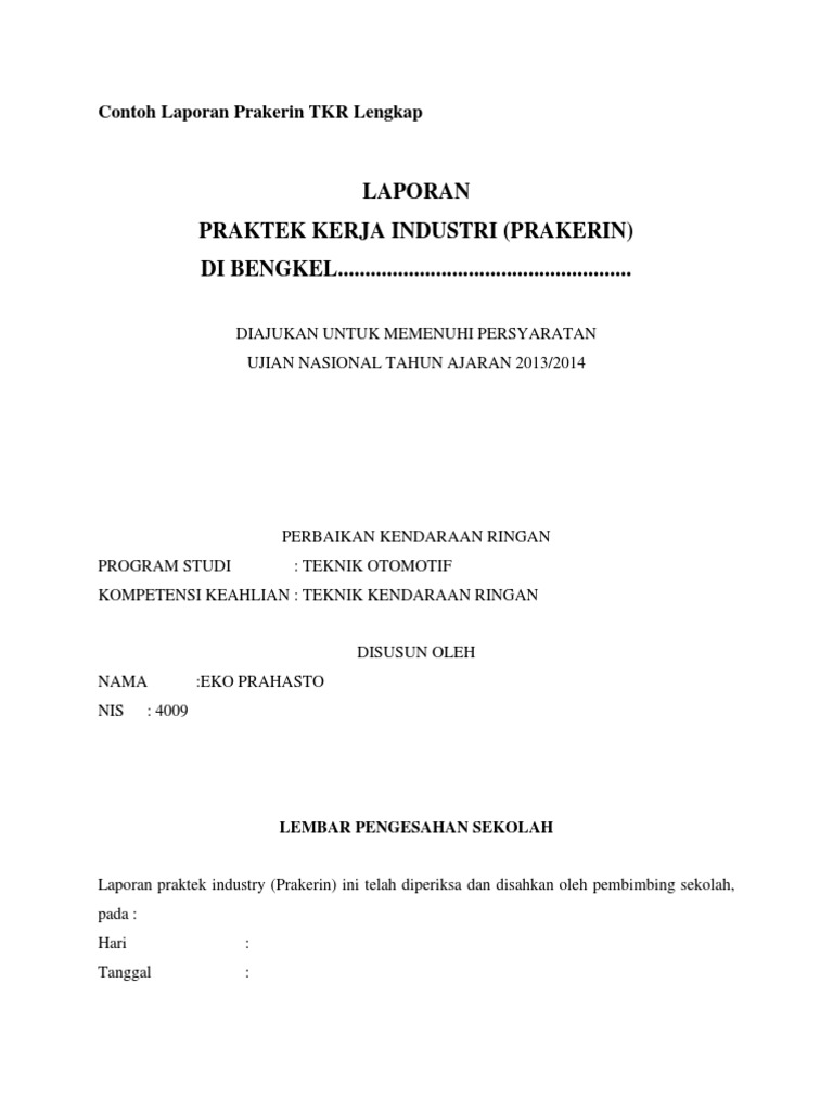 Contoh Laporan Prakerin TKR Lengkap.docx