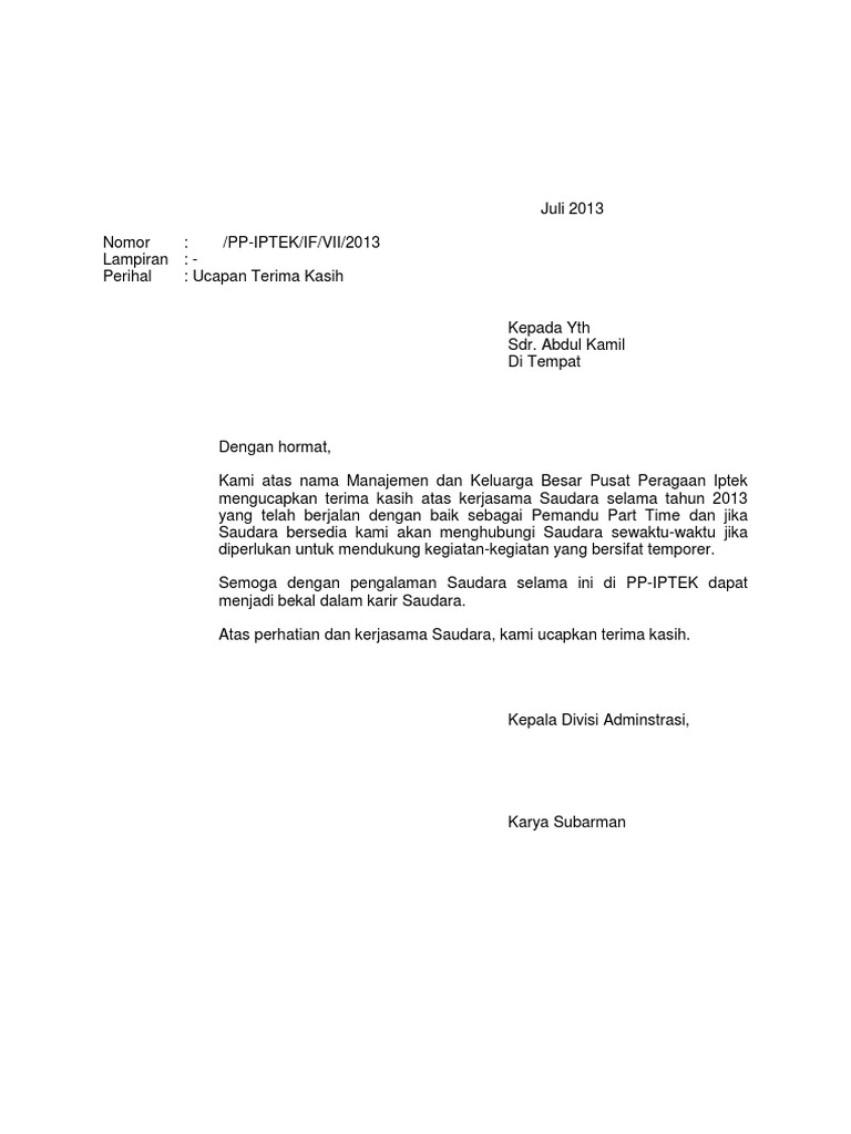 Ucapan Terima Kasih Pemandu Pdf