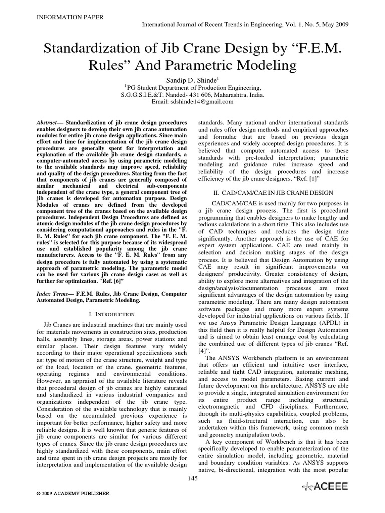 Jib Crane Design and Parameters | PDF