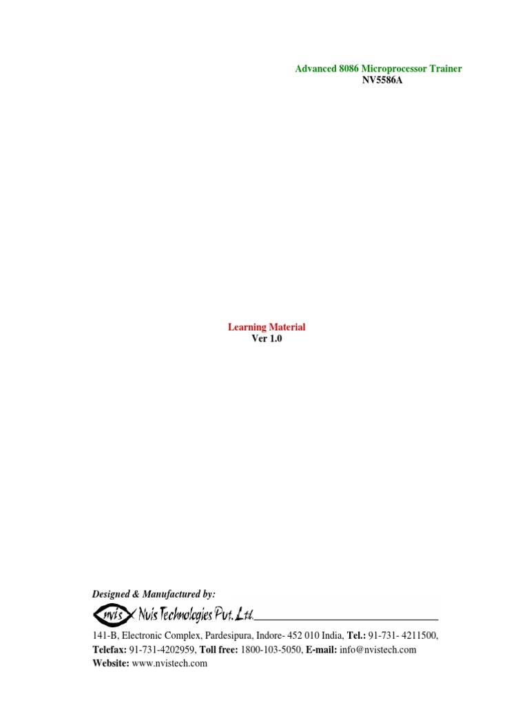 Advanced 8086 Microprocessor Trainer NV5586A | PDF | Central Processing ...