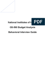 National Institutes of Health GS-560 Budget Analysis Behavioral Interview Guide