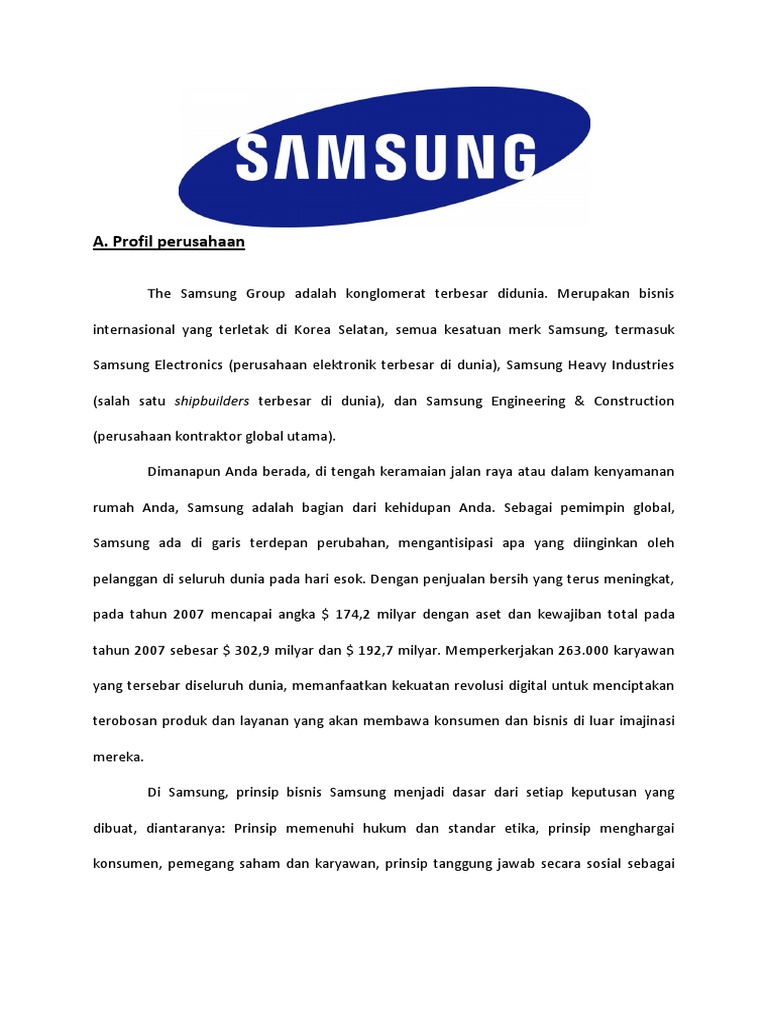 L Misi Dan Visi Perusahaan Samsung