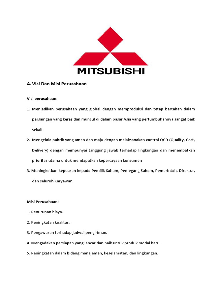 N Visi Dan Misi Perusahaan Mitsubishi