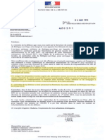 Courrier Du Ministère de La Défense Relatif À La Fermeture de Centre de Consultations Médicales de Brétigny