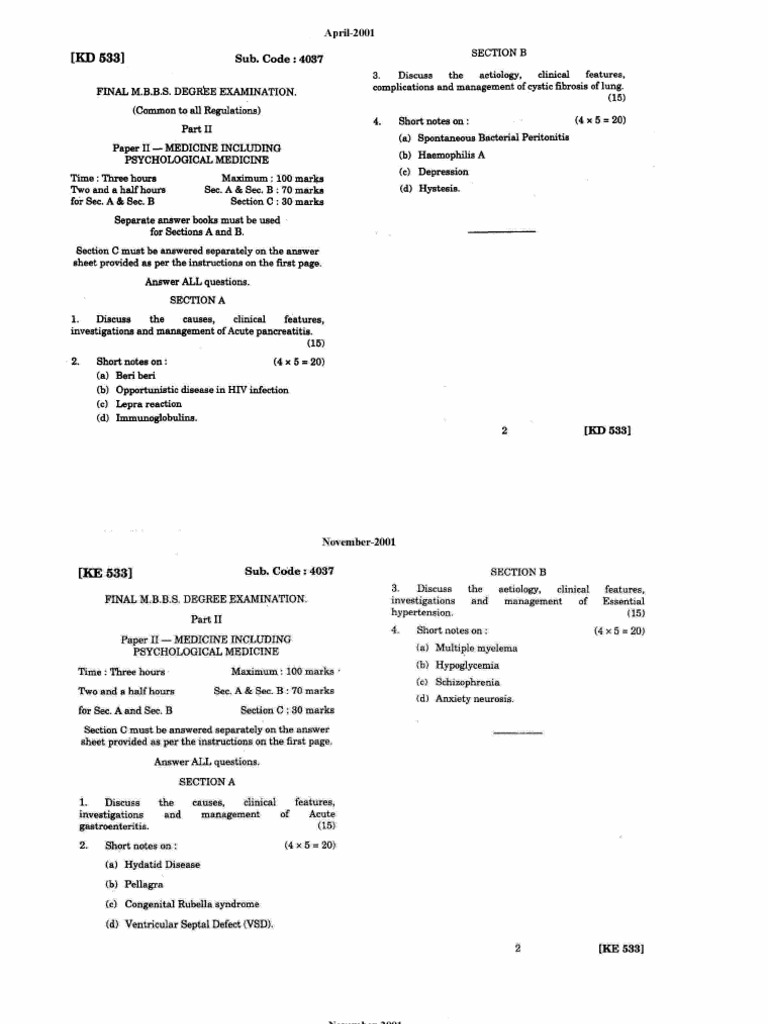 Final MBBS General Medicine Papers | PDF | Stroke | Arthritis