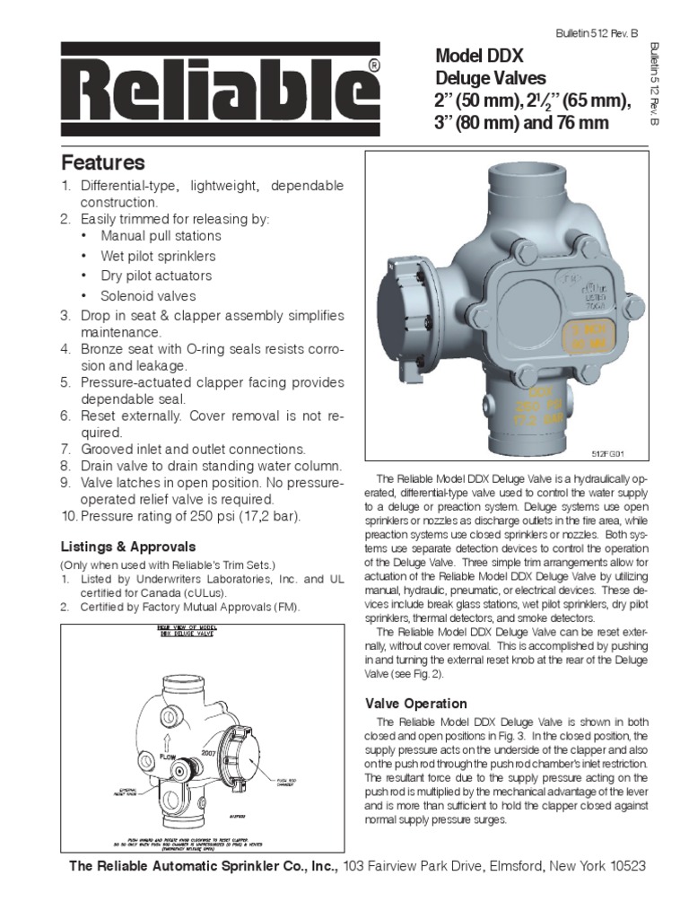 Reliable DDX Deluge Valve Overview | PDF | Fire Sprinkler System | Valve