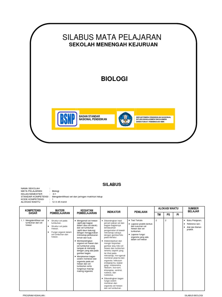16 Silabus Biologi Pertanian | PDF | Sains & Matematika