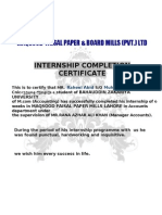 Maqsood Faisal Paper Board Mills (PVT.) LTD: Internship Completion Certificate