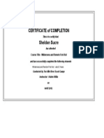 Certificate of Completion Sheldon Sucre: This Is To Certify That
