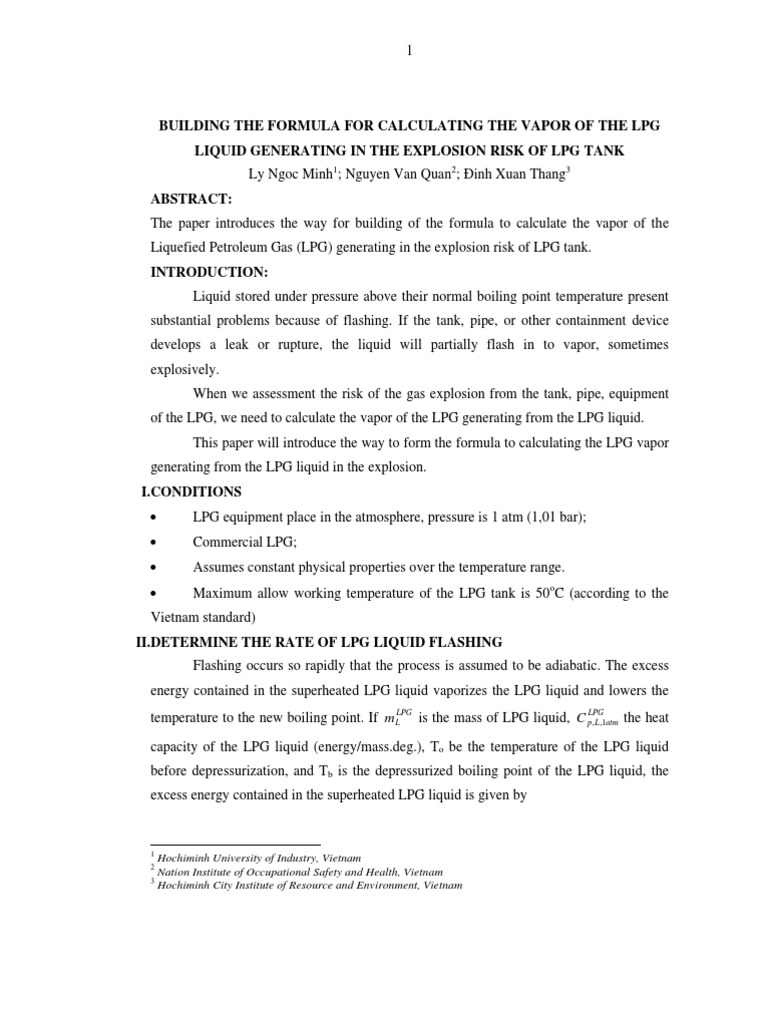 Building The Formula For Calculating The Vapor of The LPG Liquid