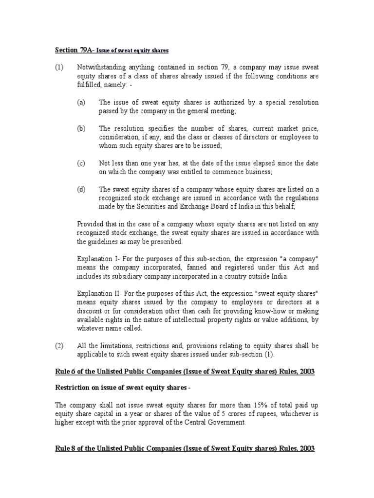 Sweat Equity PDF Equity (Finance) Companies