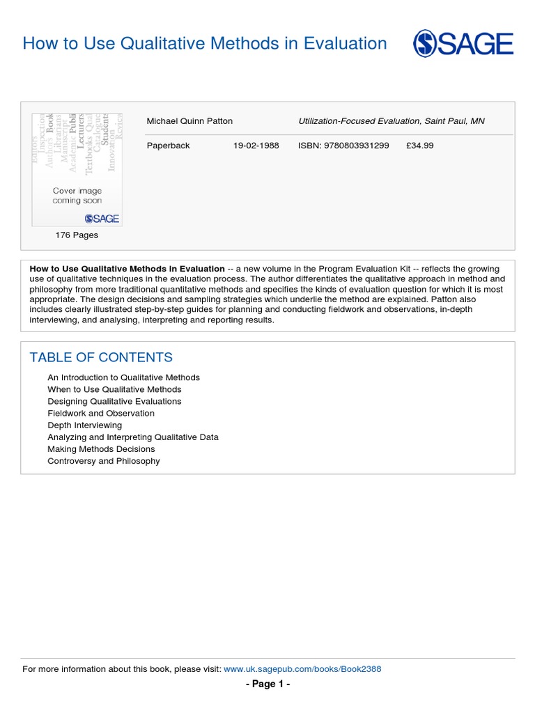 Qualitative Methods in Evaluation Guide | PDF | Qualitative Research ...