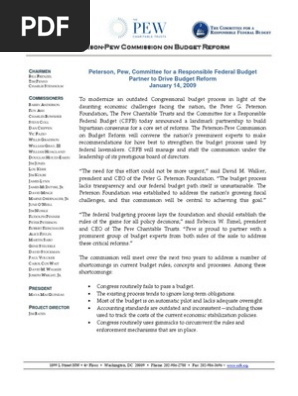 Peterson Pew Committee for a Responsible Federal Budget Partner to Drive Budget Reform