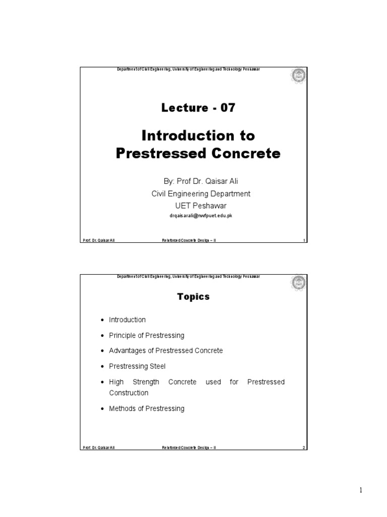 Introduction to Prestressed Concrete | PDF | Prestressed Concrete ...