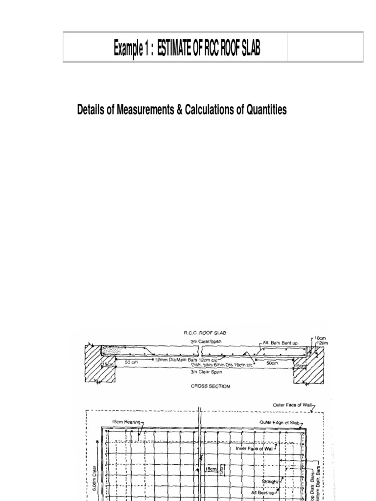 RCC Roof Slab Estimation Guide | PDF | Manmade Materials | Structural ...
