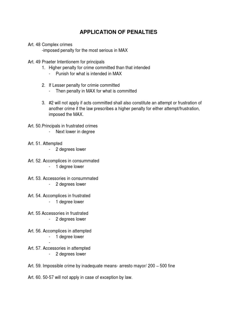 Crim Rev Application of Penalties | PDF | Finance & Money Management