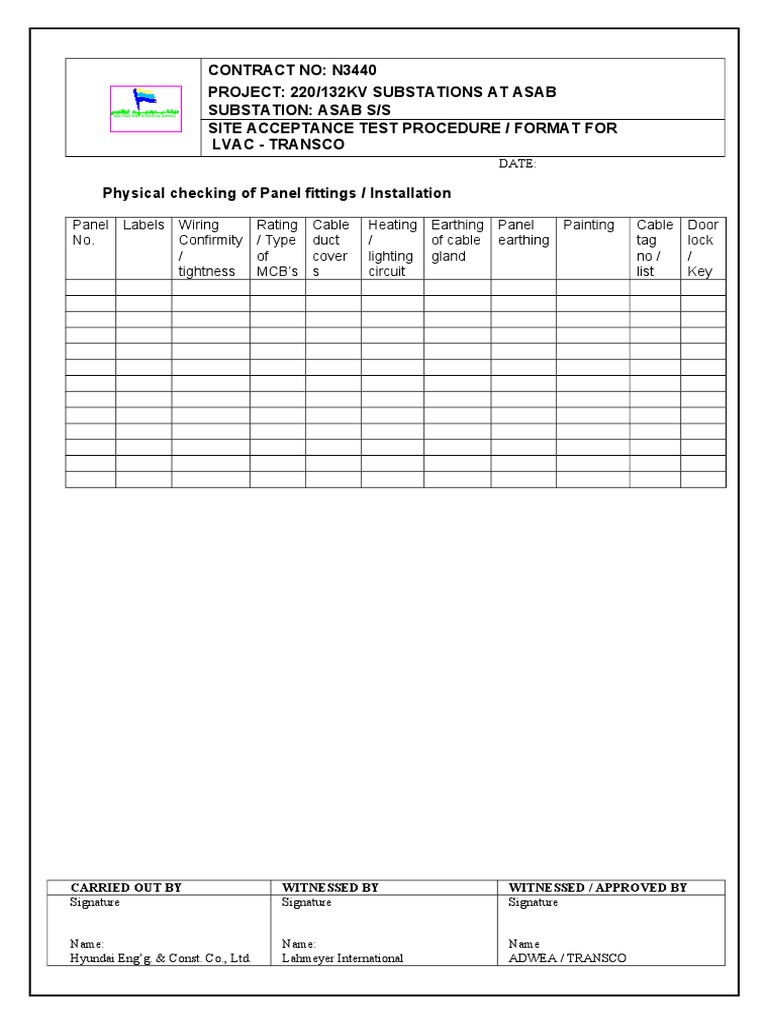 Contract No: N3440 Project: 220/132Kv Substations at Asab Substation ...