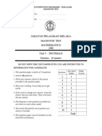 Jabatan Pelajaran Melaka Mathematics Unit 3: Decimals: Diagnostic Test 2008