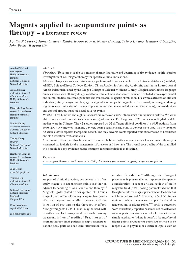 Acu Points PDF Acupuncture Clinical Trial