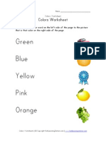 Green Blue Yellow Pink Orange: Color Color Color Colors Worksheet S Worksheet S Worksheet S Worksheet