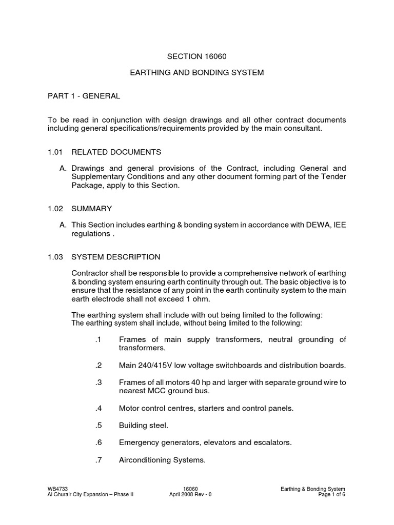 Earthing & Bonding System | PDF | Electrical Wiring | Copper