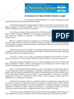 Dec18.2013 - Bcode of Professional Standards in Political Public Relations Sought