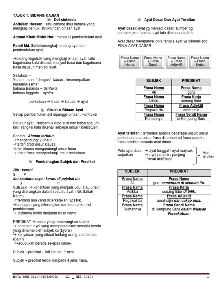 Nota Sintaksis Pdf