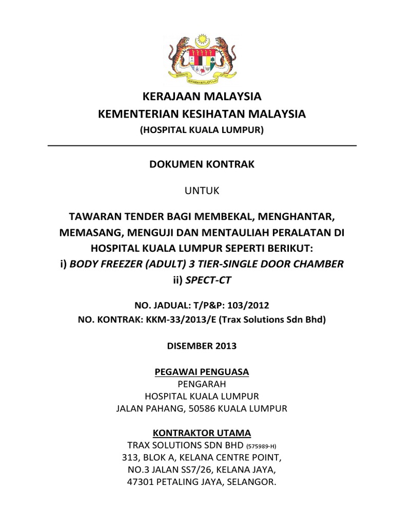 Contoh Front Cover Dokumen Kontrak