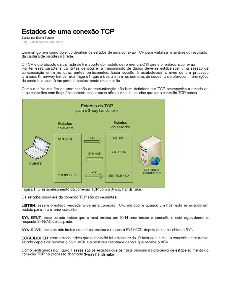 Estados de Uma Conexão TCP | PDF | Protocolo de controle de transmissão ...