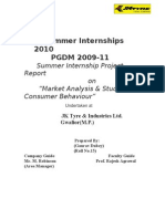 Summer Internships 2010 PGDM 2009-11: Summer Internship Project On "Market Analysis & Study of Consumer Behaviour"