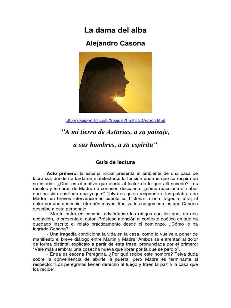 Análisis de la obra teatral La dama del alba, PDF