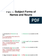 Part 1: Subject Forms of Names and Nouns