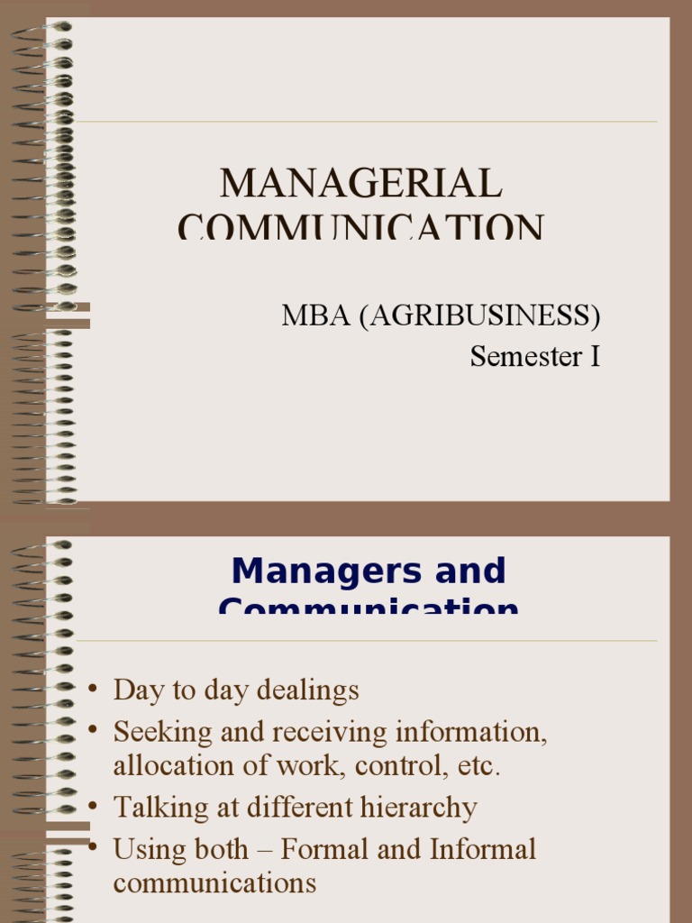 Managerial Communication: Mba (Agribusiness) Semester I | PDF | Career ...