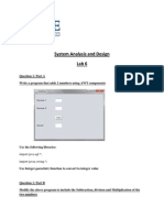 System Analysis and Design Lab 6: Import Java - Sql. Import Javax - Swing.