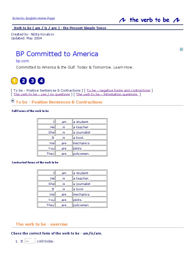 Are), Present Simple, Positive Sentences and Contractions | PDF ...