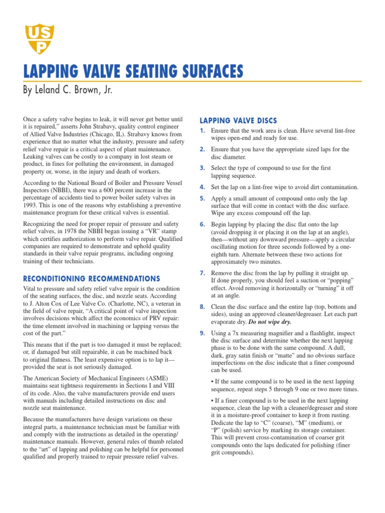 Lapping Procedures PDF Valve Abrasive