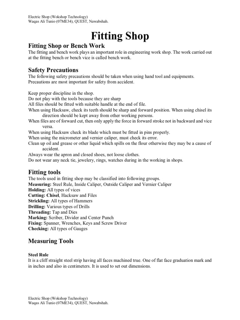 Fitting Shop Technology Blade Tools