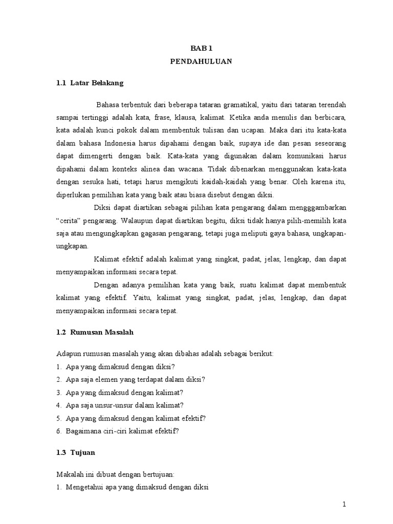 Makalah Diksi Dan Kalimat Efektif