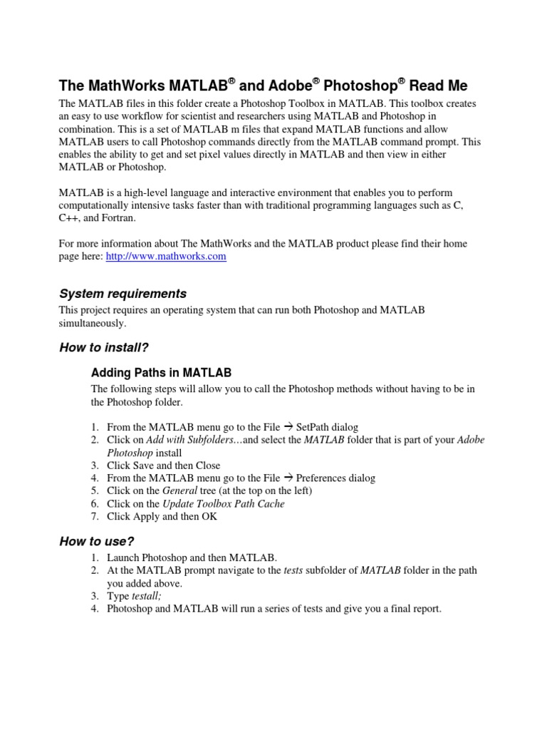 MATLAB Photoshop Read Me | PDF | Adobe Photoshop | Matlab