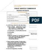 Union Public Service Commission: Proforma For Biodata