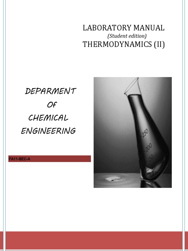 Laboratory Manual Thermodynamics (Ii) : (Student Edition) | PDF