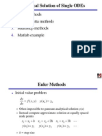 Numerical Solution of Single Odes: Euler Methods Runge-Kutta Methods Multistep Methods Matlab Example